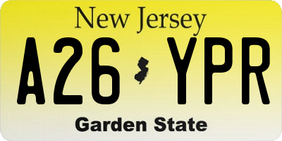 NJ license plate A26YPR