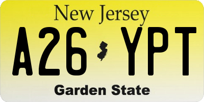NJ license plate A26YPT