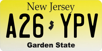 NJ license plate A26YPV