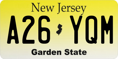 NJ license plate A26YQM