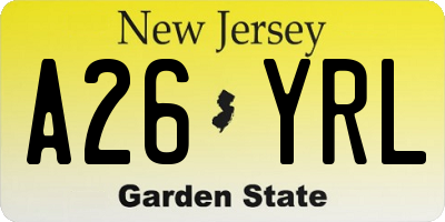 NJ license plate A26YRL