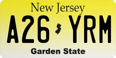 NJ license plate A26YRM