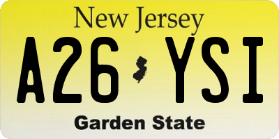 NJ license plate A26YSI