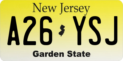NJ license plate A26YSJ