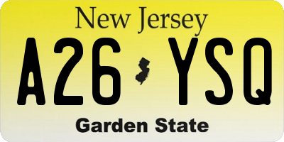 NJ license plate A26YSQ