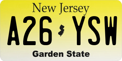 NJ license plate A26YSW