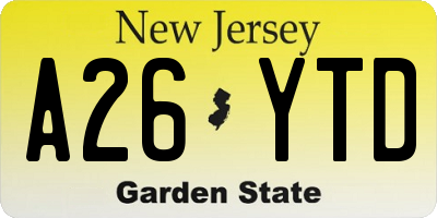 NJ license plate A26YTD