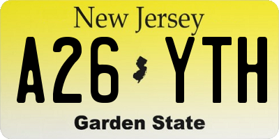 NJ license plate A26YTH