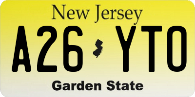 NJ license plate A26YTO