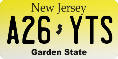NJ license plate A26YTS