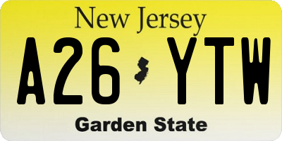 NJ license plate A26YTW