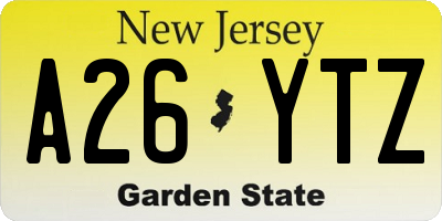 NJ license plate A26YTZ