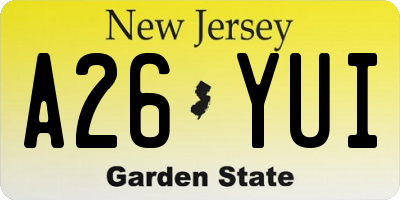 NJ license plate A26YUI