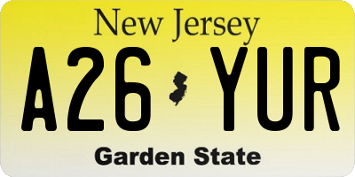 NJ license plate A26YUR