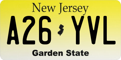 NJ license plate A26YVL