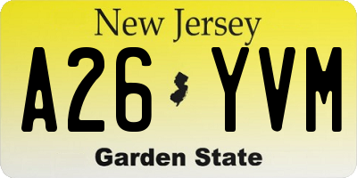 NJ license plate A26YVM