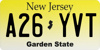 NJ license plate A26YVT