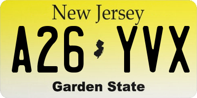 NJ license plate A26YVX