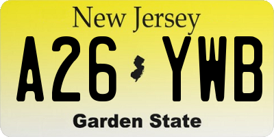 NJ license plate A26YWB