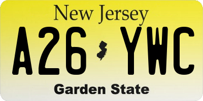 NJ license plate A26YWC
