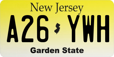 NJ license plate A26YWH