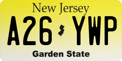 NJ license plate A26YWP
