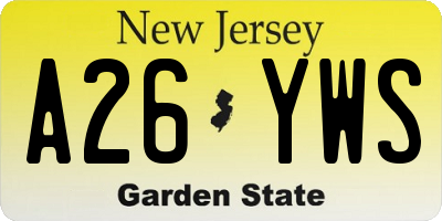 NJ license plate A26YWS