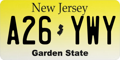 NJ license plate A26YWY