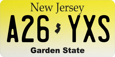 NJ license plate A26YXS