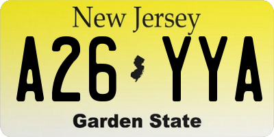 NJ license plate A26YYA