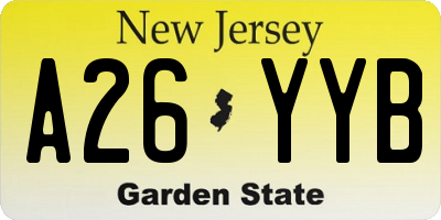 NJ license plate A26YYB