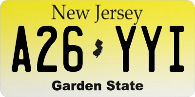 NJ license plate A26YYI