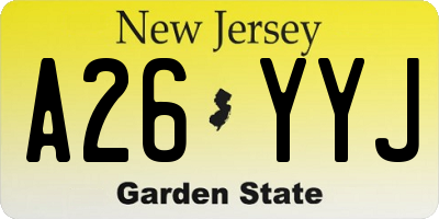 NJ license plate A26YYJ