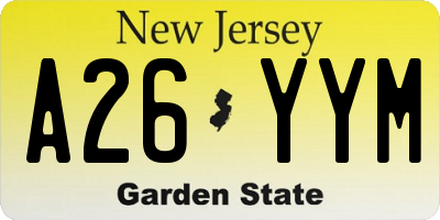 NJ license plate A26YYM