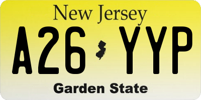 NJ license plate A26YYP