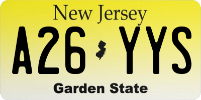 NJ license plate A26YYS
