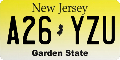 NJ license plate A26YZU