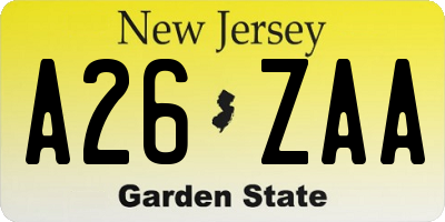 NJ license plate A26ZAA