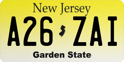 NJ license plate A26ZAI