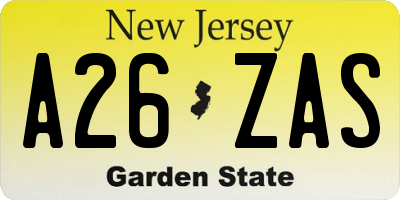 NJ license plate A26ZAS