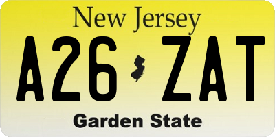 NJ license plate A26ZAT