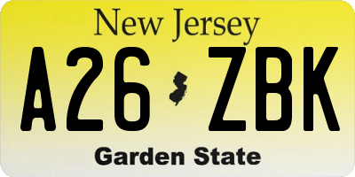 NJ license plate A26ZBK