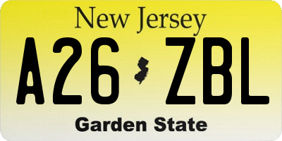 NJ license plate A26ZBL