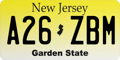 NJ license plate A26ZBM