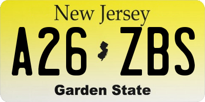 NJ license plate A26ZBS