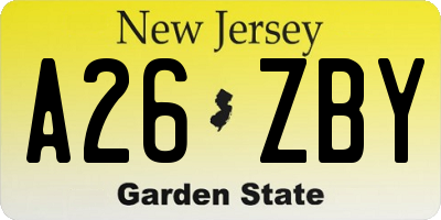 NJ license plate A26ZBY