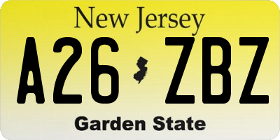 NJ license plate A26ZBZ