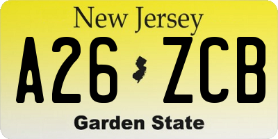 NJ license plate A26ZCB