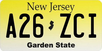 NJ license plate A26ZCI