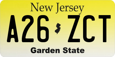 NJ license plate A26ZCT